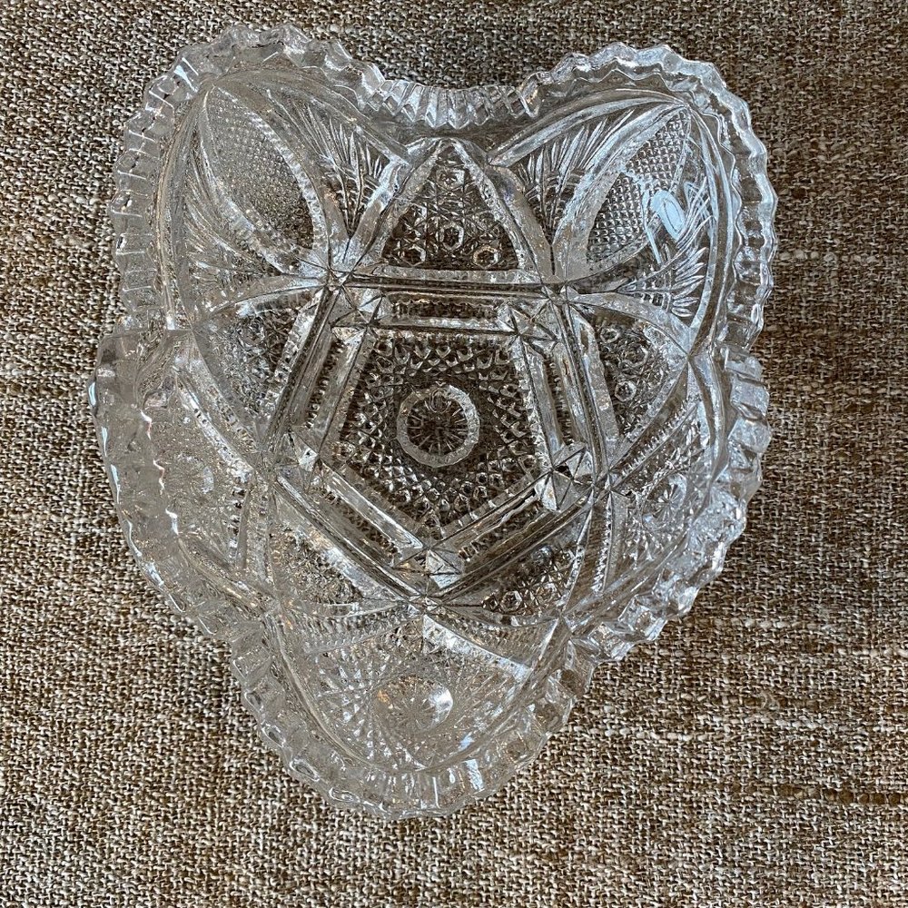 Vintage Mid Century Imperial Glass Heart Shaped Candy/Nut Dish